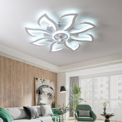 LED stropna svetilka z ventilatorjem – 80 cm, cvetni dizajn, daljinsko upravljanje, aplikacija