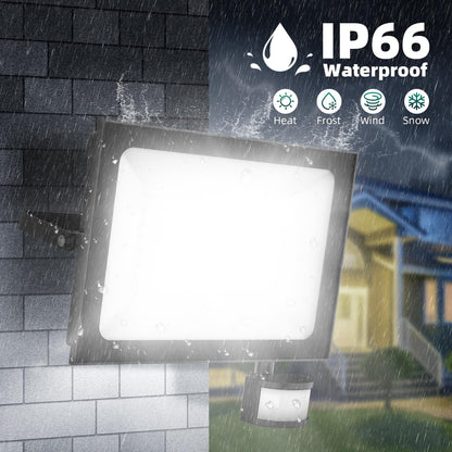 2x LED reflektor z senzorjem gibanja – 150 W, daljinec, IP66, hladno bela