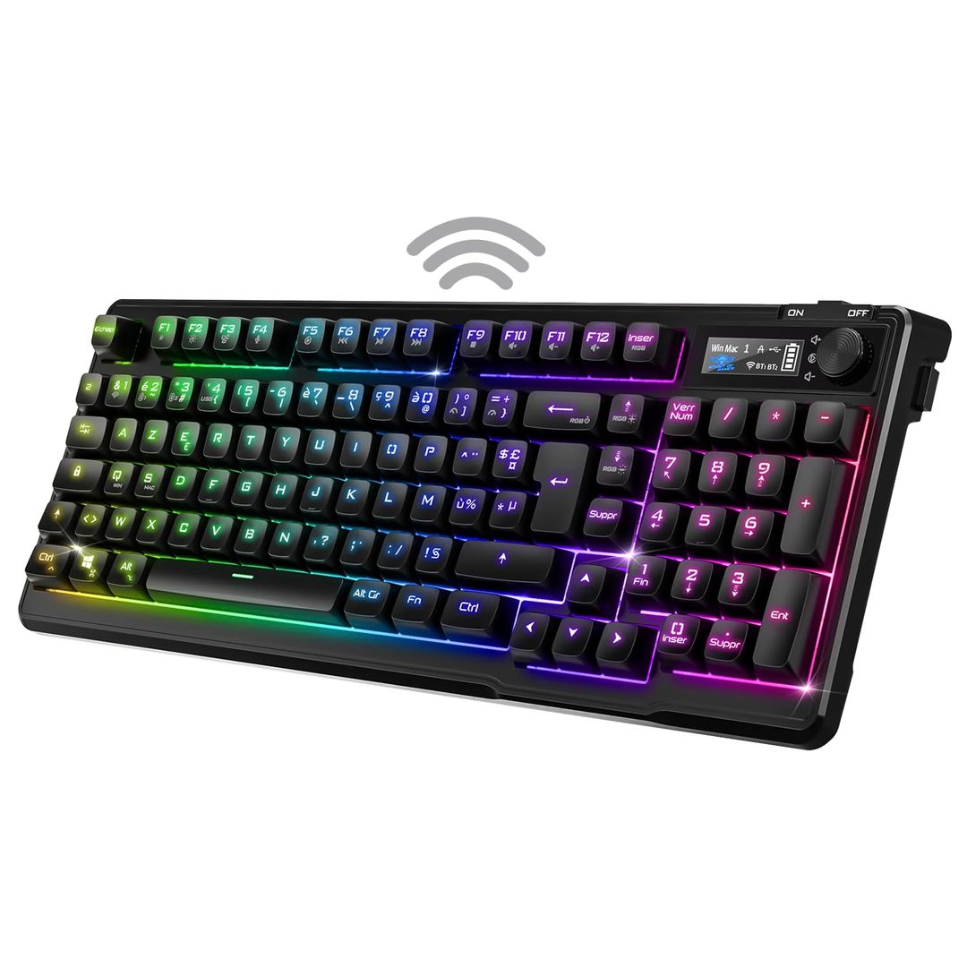 Brezžična gaming tipkovnica Elite K60 – RGB, LCD zaslon, 3-načini povezave