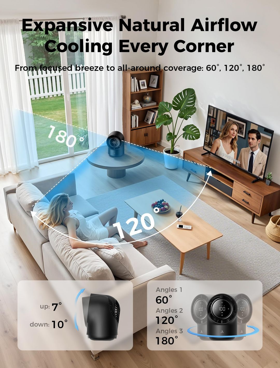 Touchscreen namizni ventilator 8000mAh - do 40ur delovanja