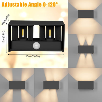 💡 KLIGHTEN outdoor LED wall lamp 24W with motion sensor - black, adjustable beam angle, IP65, 3000K, aluminum