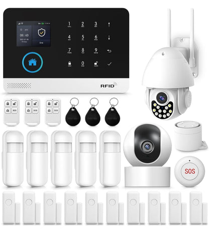 Pametni alarmni sistem XNY 4G + WiFi z zunanjo in notranjo kamero - naklikaj.si
