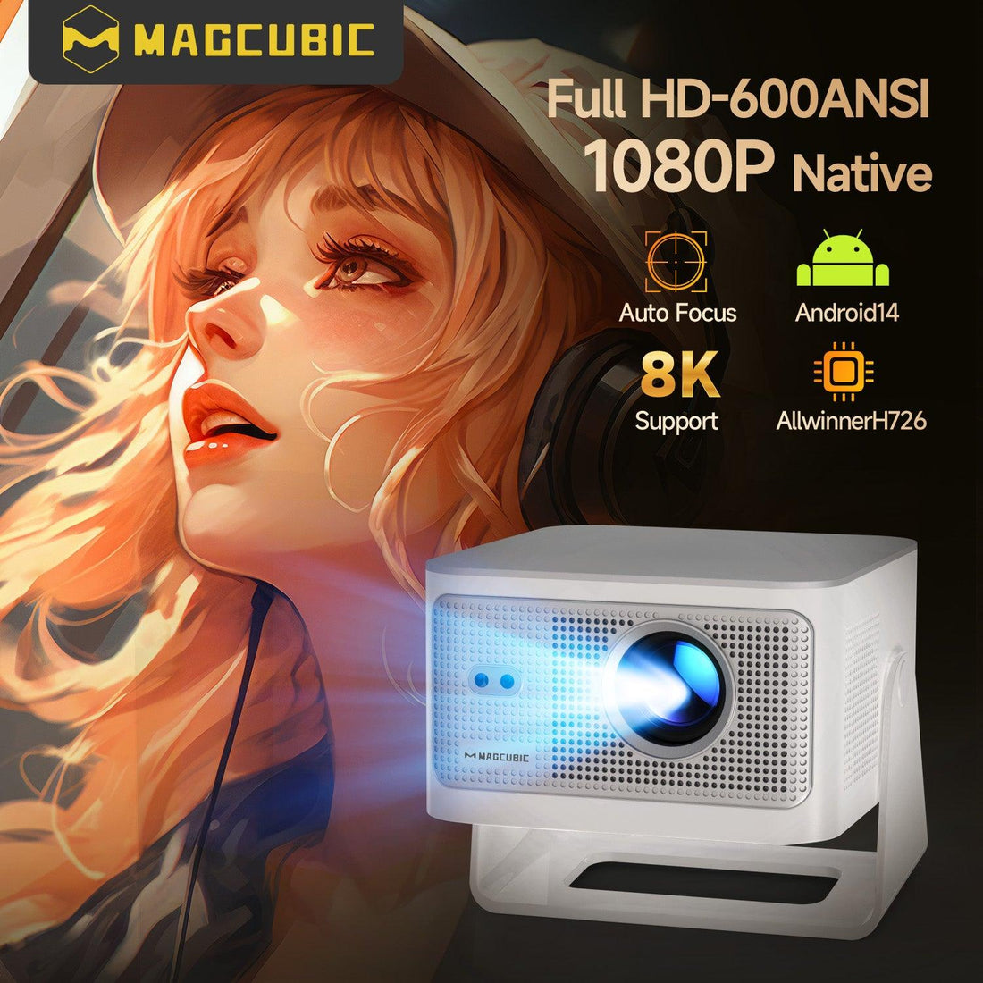 LED projektor Magcubic HY350MAX, 4K/8K, 600ANSI, Android 14, Wifi 6, AutoFocus