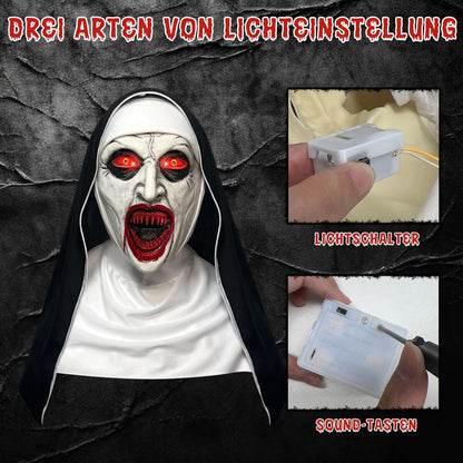 Strašljiva maska nune z osvetljenimi očmi ter zvokom