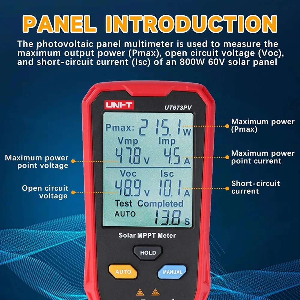 UNI-T UT673PV Solar Panel Tester – profesionalni merilnik za sončne panele (MPPT meter)