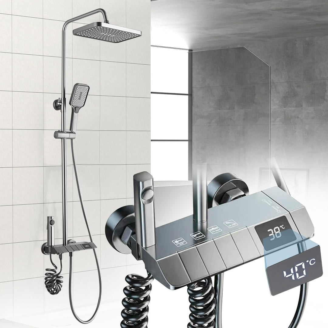 🚿 Moderni tuš sistem s termostatom in LED prikazom temperature