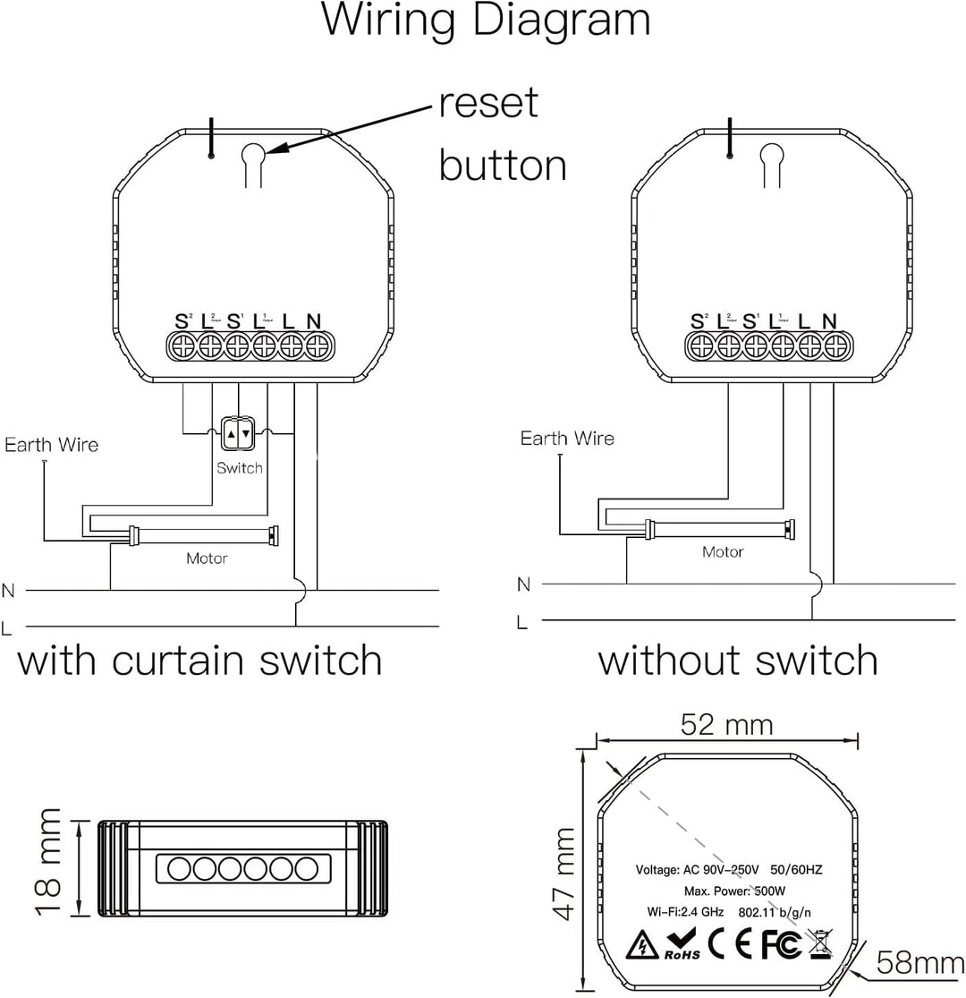 MOES MS-108ZR pametni WiFi/Zigbee modul za rolete – 4-paket (Alexa & Google Home)