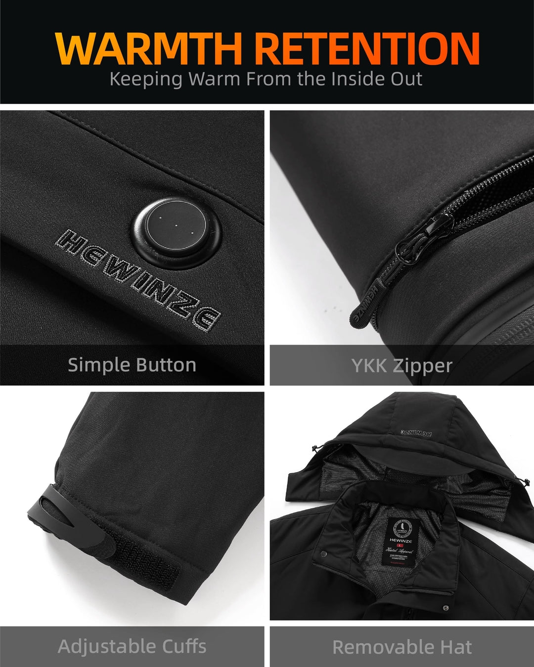 Kvalitetna HEWINZE moška grelna jakna (XL) z baterijo 7,4 V (20.000mah)