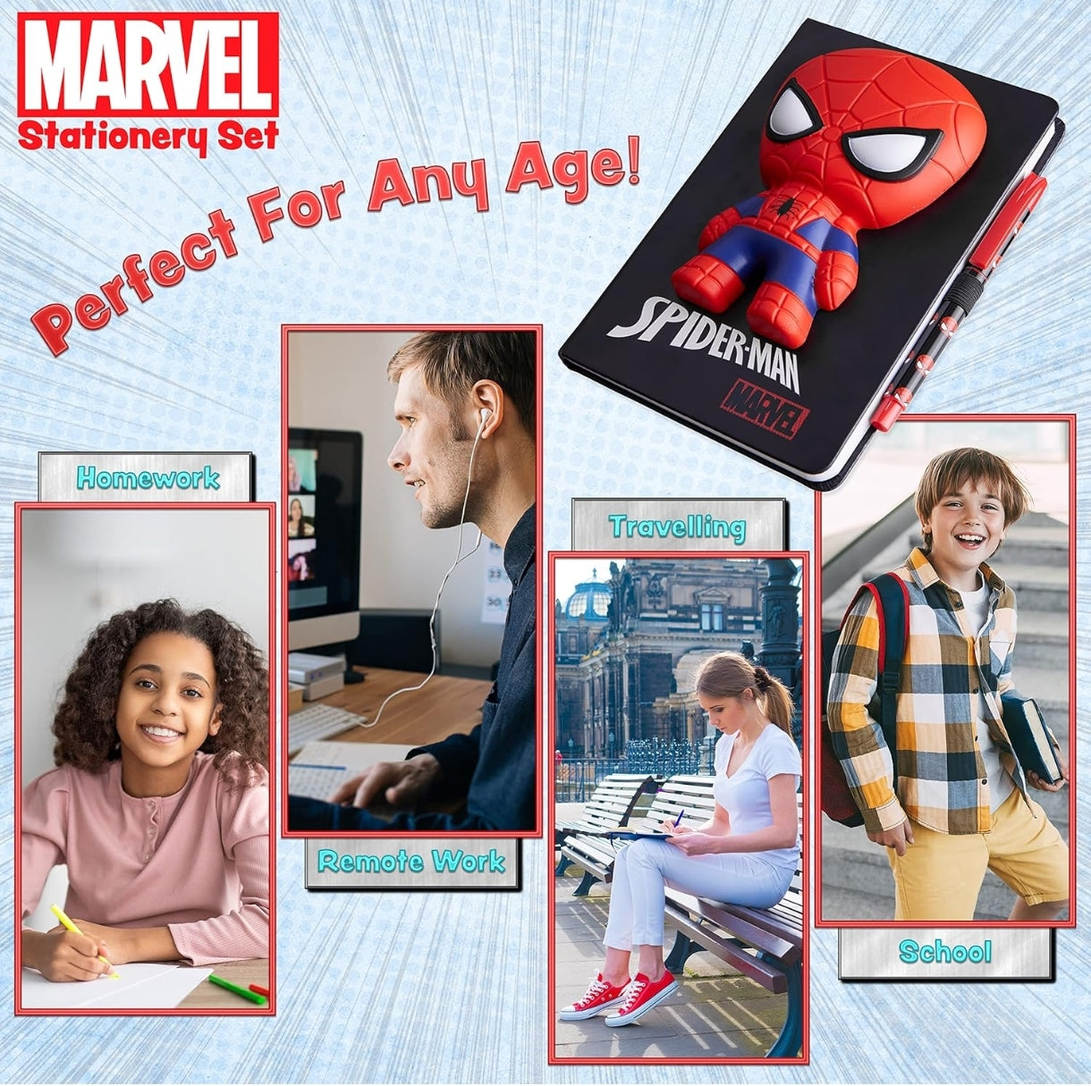 Original Marvel Spiderman A5 zvezek in kulica – 3D pisarniški set