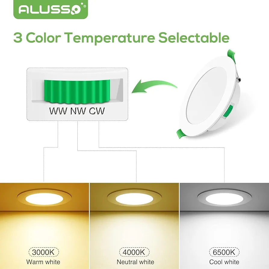 💡6x Alusso LED recessed light 10W (148mm) – white/black/nickel