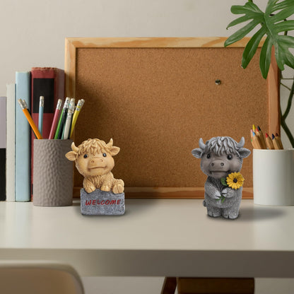 Dekorativni set figuric “Scottish Highland Cattle” – 2 kosa