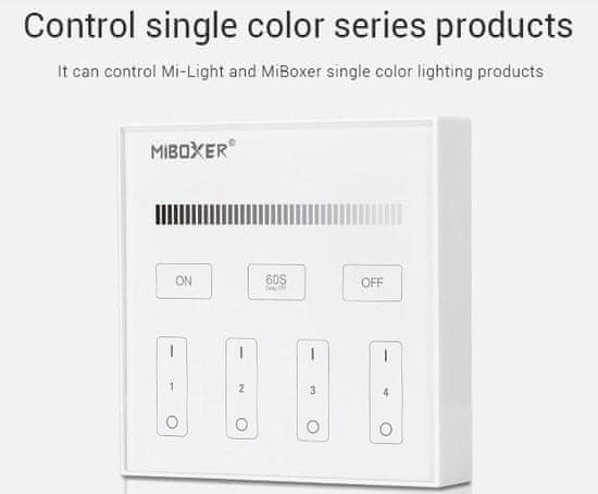 MiBoxer Stenski upravljalnik Mi-Light FUT-B1 – pametni 4-conski zatemnilnik za enobarvne LED trakove
