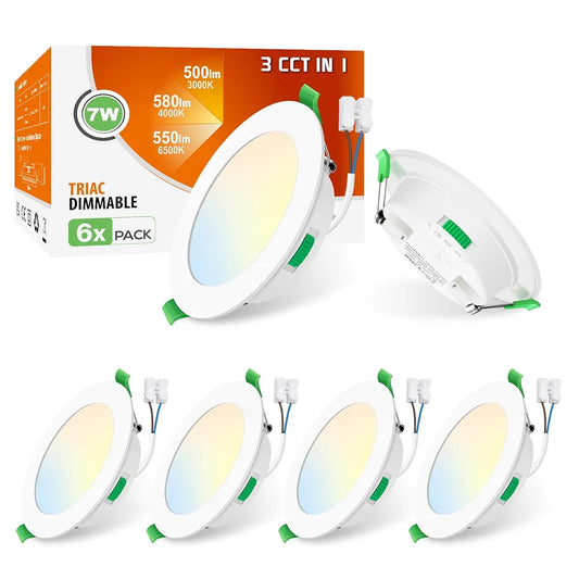 💡6x Alusso LED recessed light 7W (113mm) – white/nickel