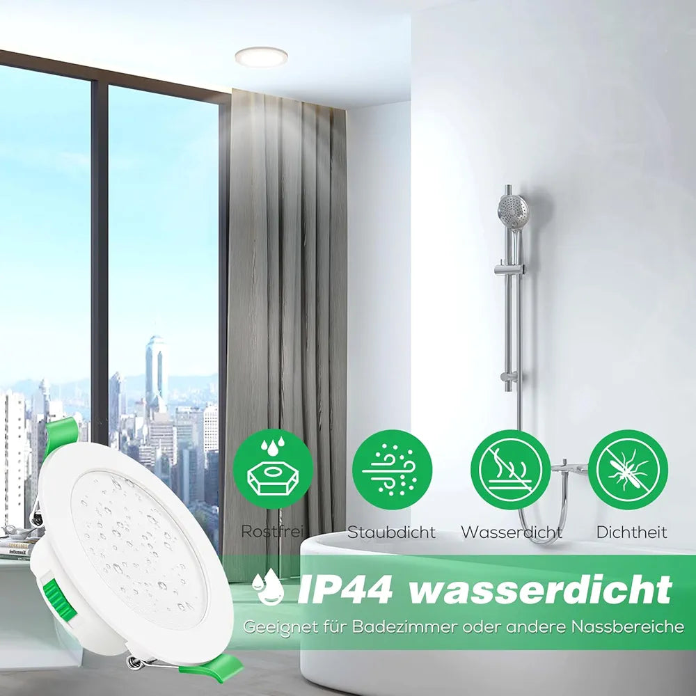 💡6x Alusso LED recessed light 7W (85mm) – white/black/chrome