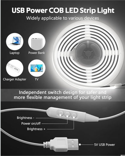 USB COB LED trak – 3 m, 6000K (hladno bela), z zatemnjevanjem