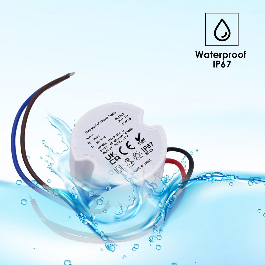 2x mini LED transformator 12V (15W, vodoodporen IP67)