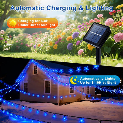 Solarne zunanje LED verige z zvezdicami, 50 LED, 8 načinov