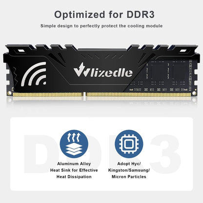 Wlizedle DDR3 RAM, 32GB, 1600Mhz, PC3/12800 Kit (4x8GB)