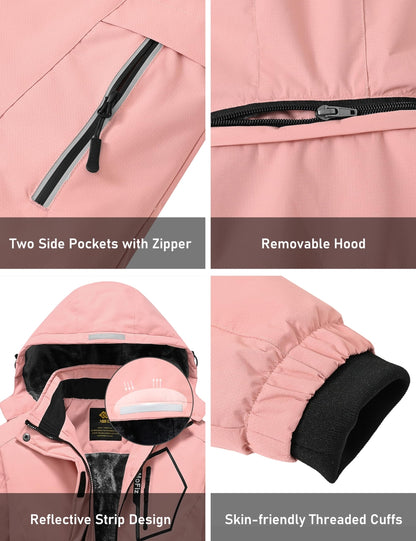 MoFiz otroška zimska smučarska jakna z notranjo flis podlogo (roza, M)