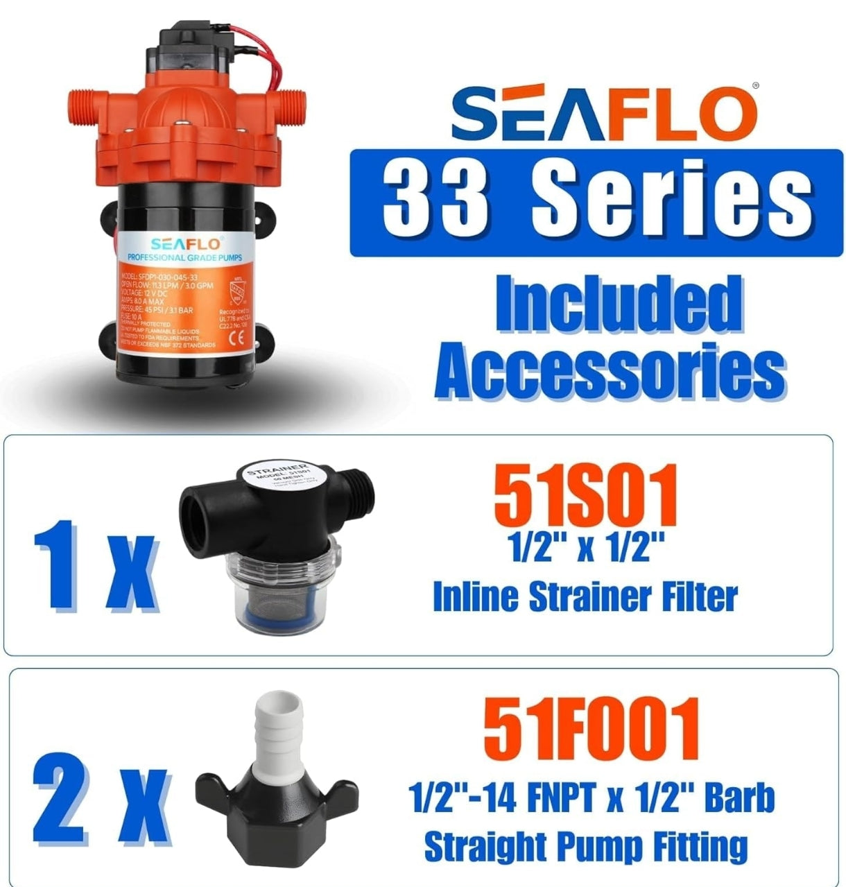 SEAFLO 33 Series 24V tiha samosesalna črpalka za avtodom, čoln, kampiranje, zalivanje...4 leta garancije