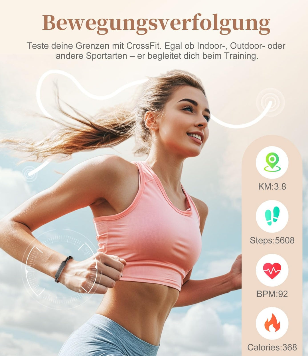 ⌚ LIGE pametna zapestnica za ženske (črna, srebrna)