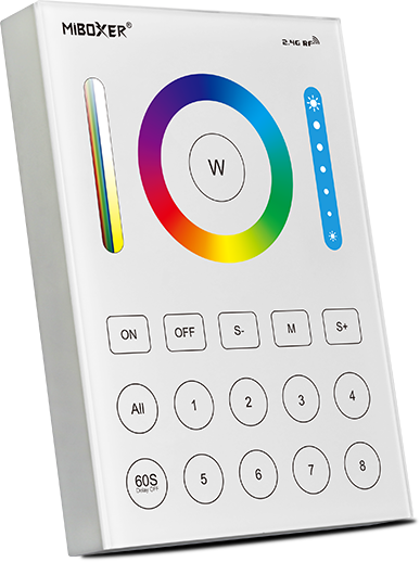 MiBOXER 8-Zone RGB+CCT zidni upravljalnik (2.4GHz RF)