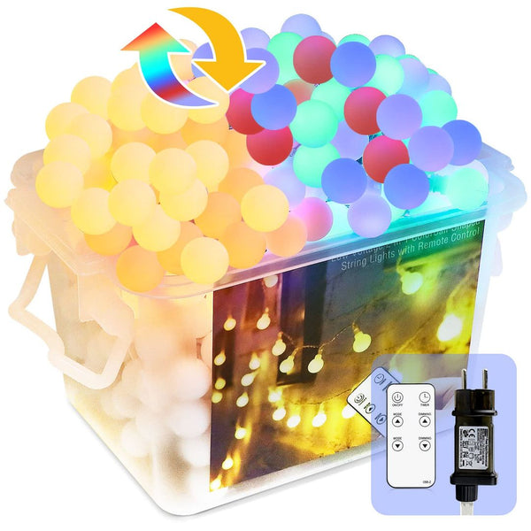 LED svetlobna veriga 20m z 150 LED kroglicami, daljinec, 8 načinov, IP65, 230V