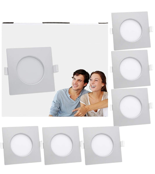 💡6x Lumare LED recessed light 6W, 3000K – square (round cutout 100mm)
