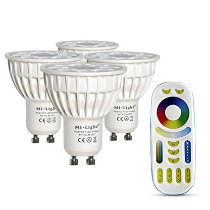 Miboxer komplet 4x GU10 4W (FUT103) RGB+CCT LED žarnic z daljincem (FUT092) - naklikaj.si