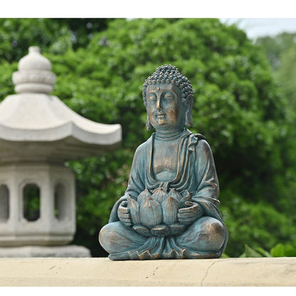 🪷Solarna figura/luč Bude z lotusom (26 cm)