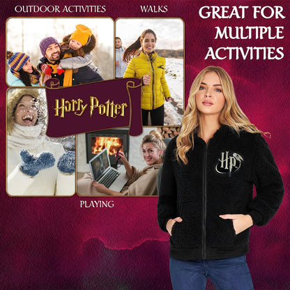 Original Harry Potter Teddy Fleece Hoodie – mehka črna jopa s kapuco (M - 15–16 let)
