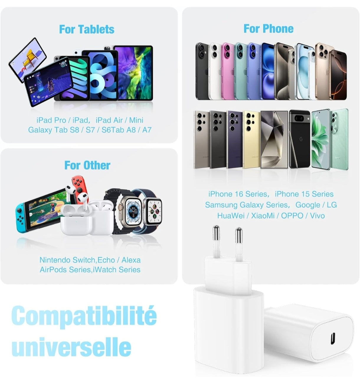 DGVERS 20W PD USB-C hitri polnilec (2 kosa) – univerzalni