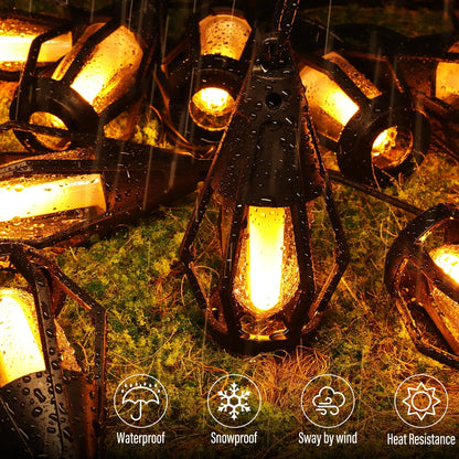 🔥 Solar string lights with flame effect – 15 LEDs, 12.6 m