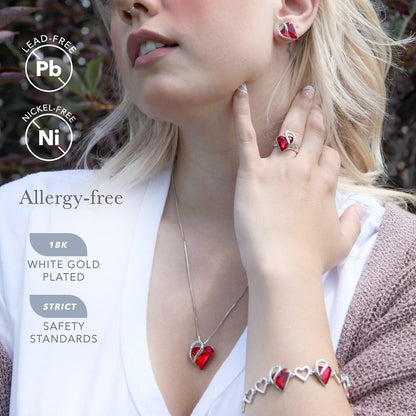 LEAFAEL 18K White Gold ogrlica – Ruby Heart kristal