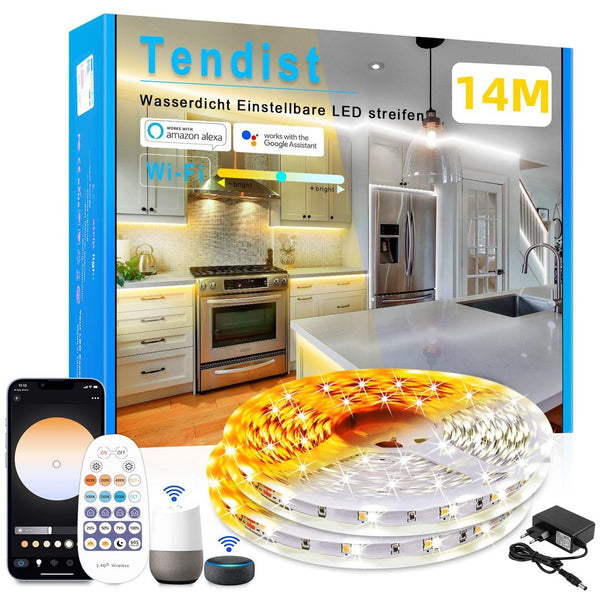 Pametni LED trak TENDIST 14m (2x7m), z daljincem, aplikacija, (3000K-6500K)