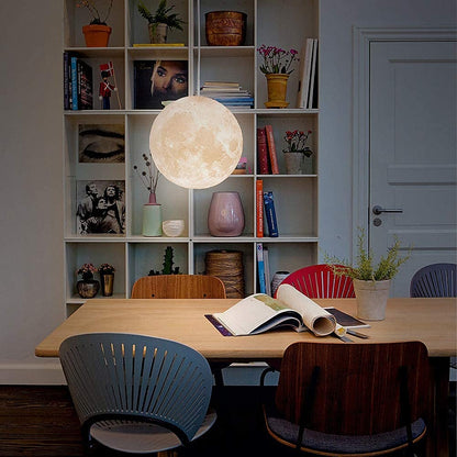 KRUHAN 3D Moon Pendant Light – viseča lampa v obliki lune (25 cm, navoj E27)