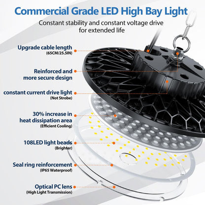 2x LED industrijska svetilka 100W, 10.000lm, 6500K, IP65