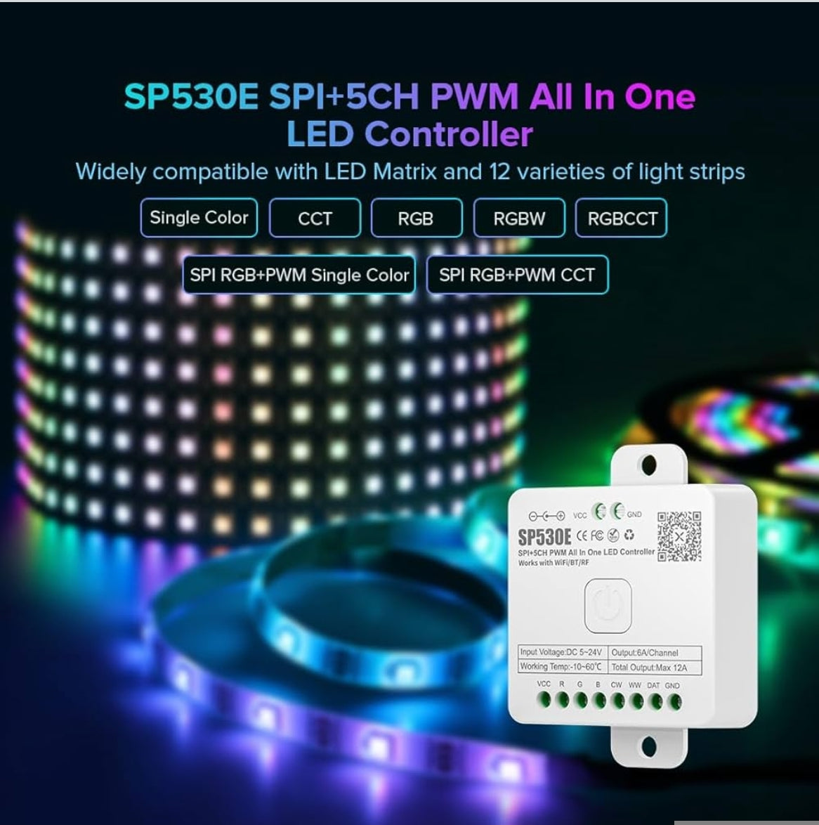 WiFi LED krmilnik SP530E za LED trakove in LED matrike RGB