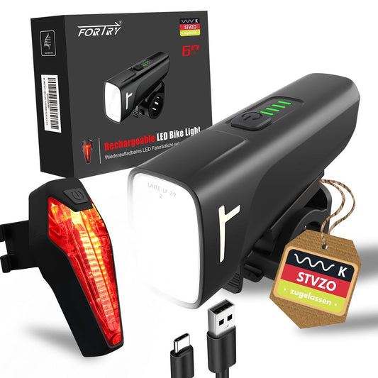 Komplet polnilnih LED kolesarskih luči, USB-C