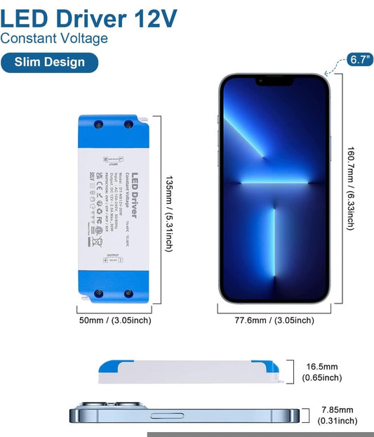 LED napajalnik 12V – 30W, tanek (Slim), konstantna napetost