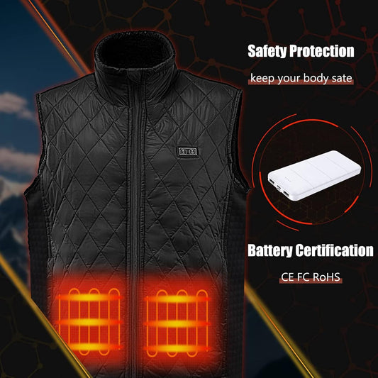 Kvaliteten moški/ženski ogrevani telovnik z 9 ogrevalnimi conami in 15000 mAh powerbank