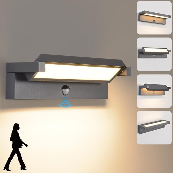 Zunanja LED stenska svetilka s senzorjem gibanja, 36 W, 3000K, antracit