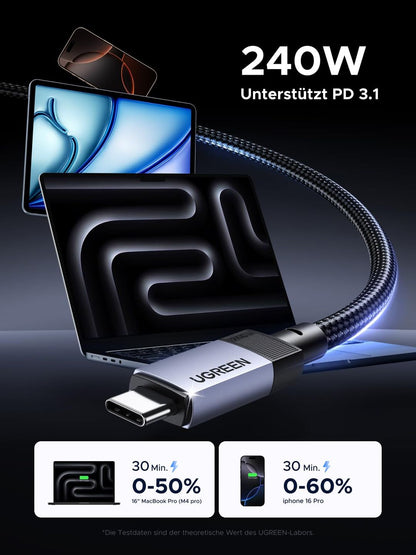 UGREEN USB C kabel, 40 Gbps USB4 kabel, 240W polnilni kabel