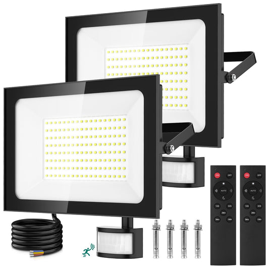 2x LED reflektor z senzorjem gibanja – 150 W, daljinec, IP66, hladno bela
