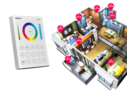 MiBOXER 8-Zone RGB+CCT zidni upravljalnik (2.4GHz RF)