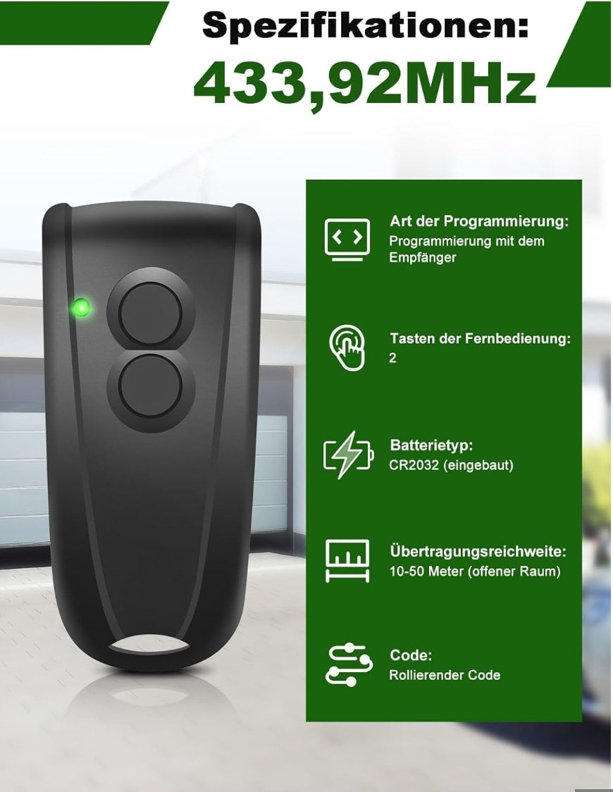 2x daljinec za garažna vrata HÖRMANN / ECOSTAR – 433,92 MHz (2 gumba)