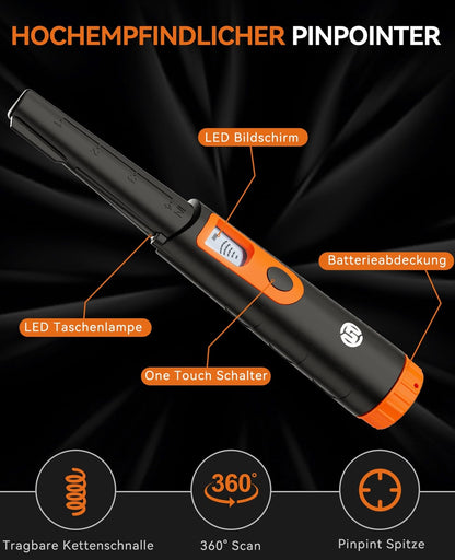 🔎Professional SunPow pinpointer metal detector, waterproof IP68