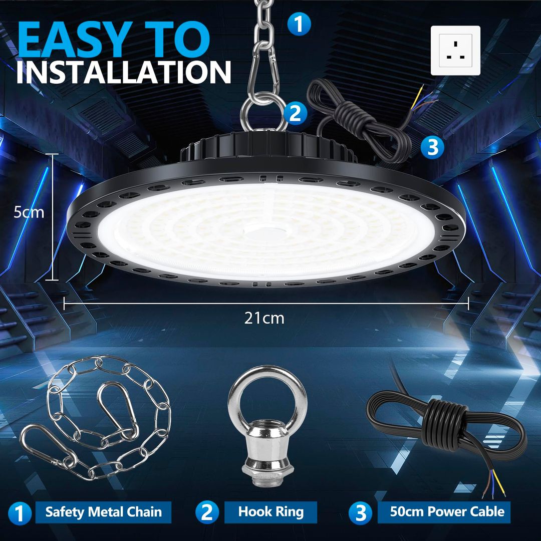 Komplet 2x LED stropna svetilka za delavnico 100W, 10000LM, IP65 - naklikaj.si