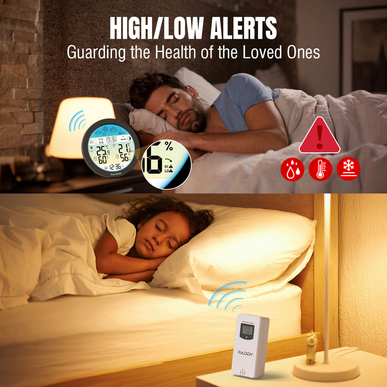 Raddy DT 7 brezžična vremenska postaja z zunanjim senzorjem in barvnim LCD zaslonom (6.6")