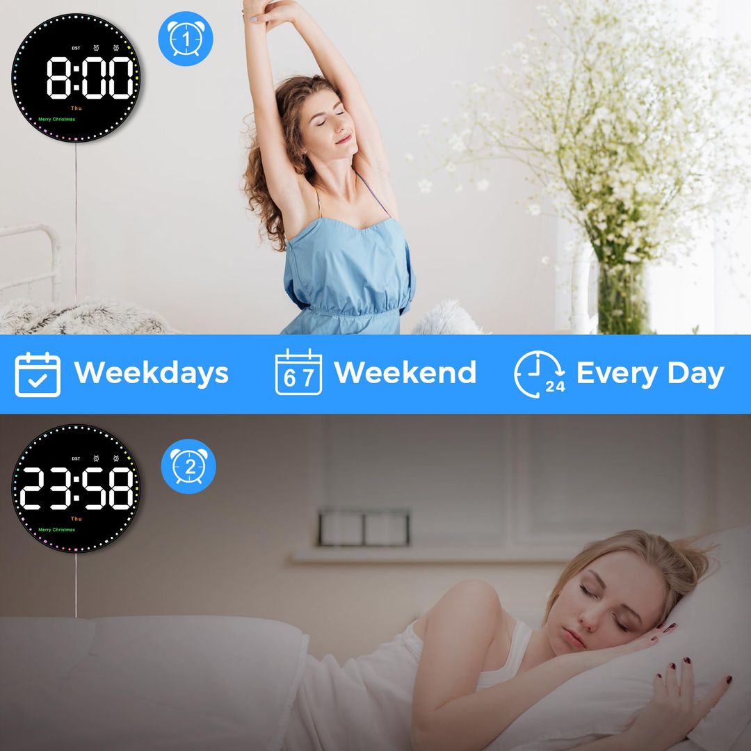 Moderna črna digitalna ura z barvnim prikazom (10-palčna)